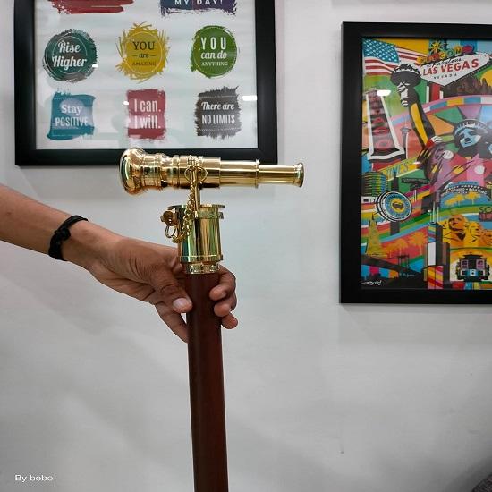 Wooden Walking Stick with Brass Handle Unique Telescopic Design Movie Prop Studio Home Travelling  Telescope Wooden Walking Cane