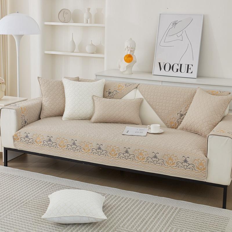 

Four Seasons Pure Cotton Anti-Cat Scratch Sofa Cushion Cover Simple Non-Slip Universal Cotton Cushion Modern Sofa Cover Cover Cloth Towel 70*70cm