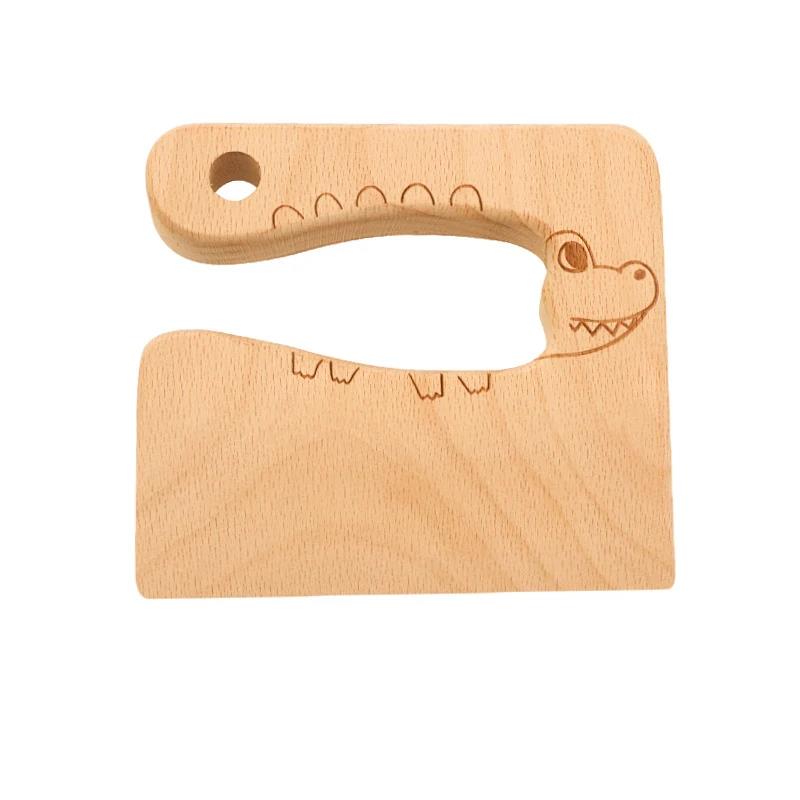 Wooden Kids Knife for Cooking Cute Fish Dinosaur Shape Kitchen Toy Vegetable Fruit Cutter Tool Toys Wood Child