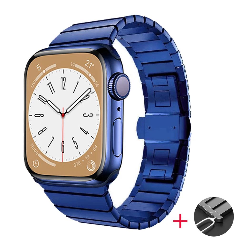 Metal Link Bracelet Strap for Apple Watch Band 45mm 49mm 44mm 41mm 42mm 46mm Stainless Steel Belt iWatch Ultra 11 10 9 8 7 Belt