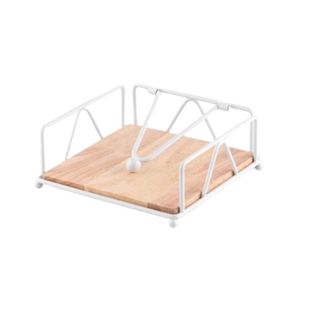 Wooden Base Flat Napkin Holder Metal Serviette Holder Reusable Tissue Organizer  Restaurant