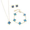 Titanium Steel Four-Leaf Clover Mother-of-Pearl Jewelry Set: Necklace, Bracelet & Earrings - Women's Fashion Simple Luxury Design.