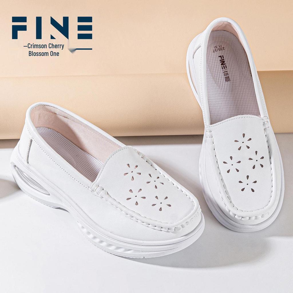 Women's Summer Cowhide Nurse Shoes: Breathable, Soft-Sole, Non-Slip Air Cushion Work Shoes for Comfort