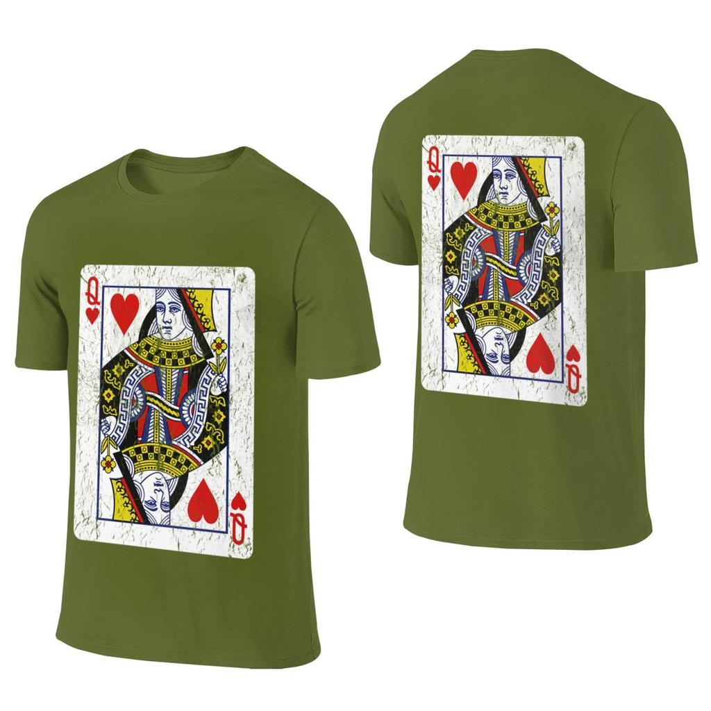 Queen Of Hearts Playing Card Short Style Reversible Tshirt Casual Vibe Korean Atmosphere Tshirt