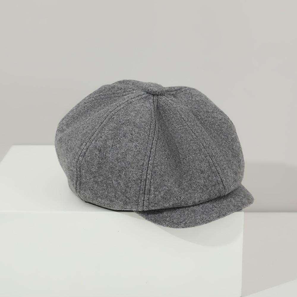 Bud Cotton Fashion Forward Hat Women's New Children's Octagonal Hat Foreign Style Baby Woolen Material Plain Autumn and Winter Girl