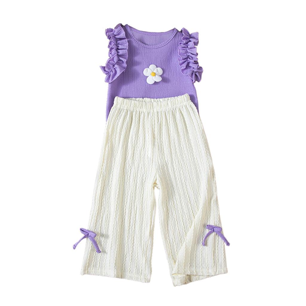 Girls' Flounce Top & Pants Set -Summer Outfit