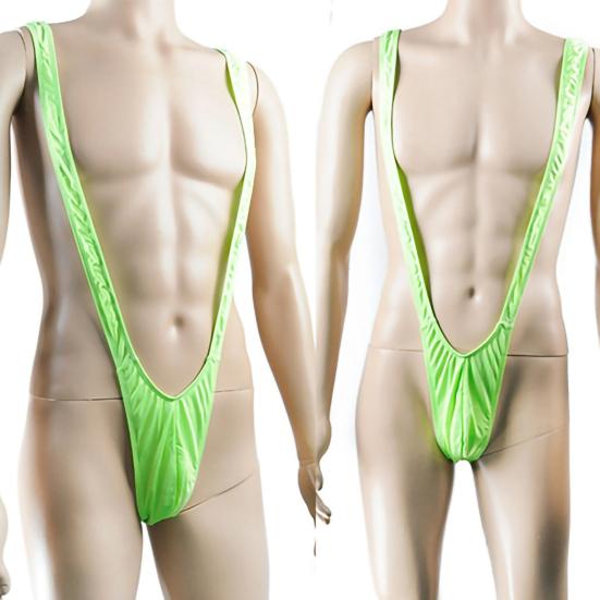 Mankini Solid Color/Leopard Print Stretchy Sexy Men Solid Color Sling Swimsuit for Summer