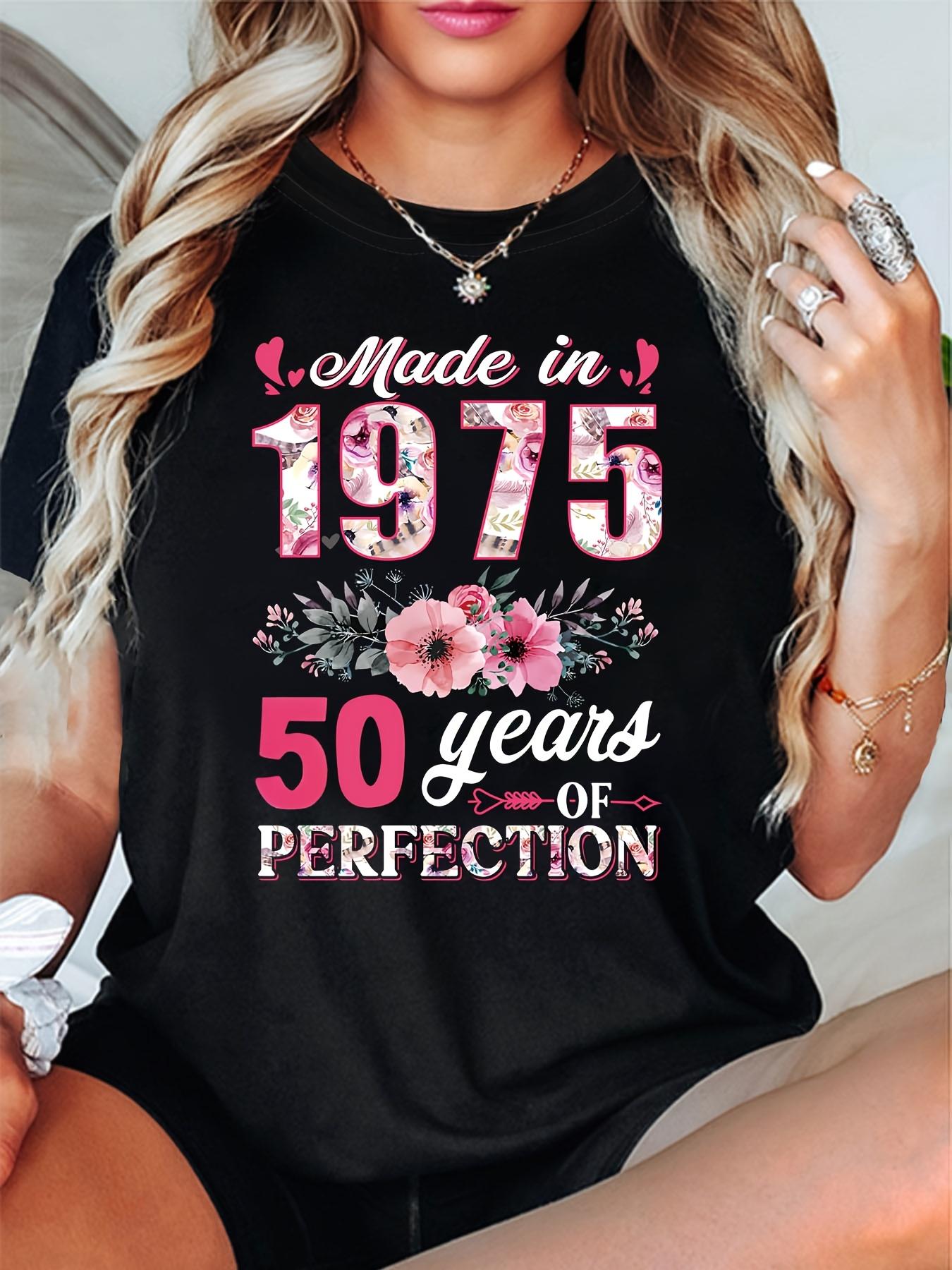 Made in 1975 50 Years of Perfection Floral T-shirt L
