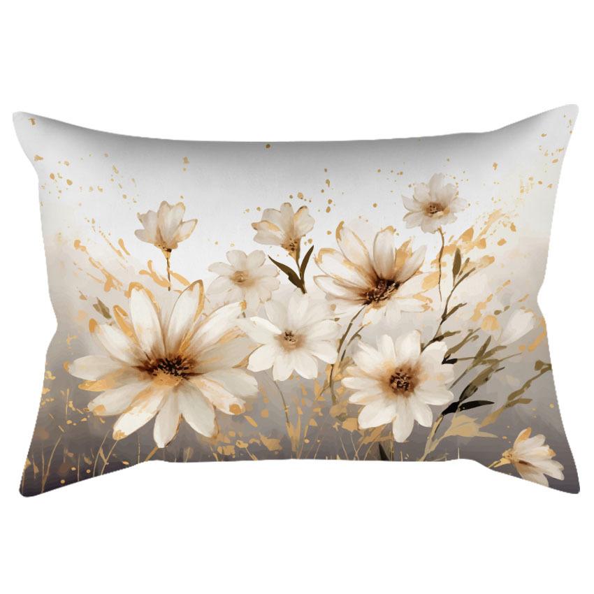 Chinese Retro Watercolor Golden Floral Print Pillowcase Home Sofa Cushion Pillowcase