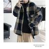 Men's Plaid Tweed Jacket Casual Button Down Shacket Coat Long Sleeve Loose Fit Streetwear Autumn Winter Fashion Outerwear
