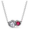 Pandora Heart-to-heart shape pendant 925 silver glass synthetic cubic zirconia necklace women's silver 393632C01