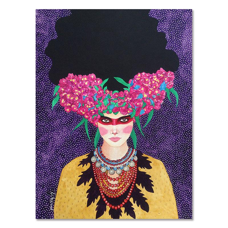 Abstract Flowers Girl Hair Wall Art Canvas Painting Bird Nordic Poster Art Prints Wall Pictures for Living Room Vintage