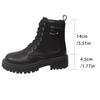2025 Autumn Women's British Style Thick-Soled Plus Size Leather Buckle Lace-Up Ankle Martin Boots