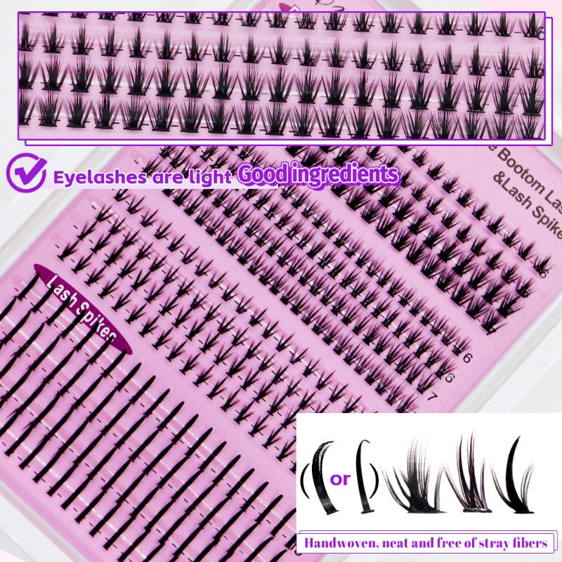 16Rows Bottom Lashes(6-7Mm) And Spikes(15-21Mm) Mix Diy Eyelash Extension Wispy Individual Lash Spikes Clusters Diy Lashes Tools