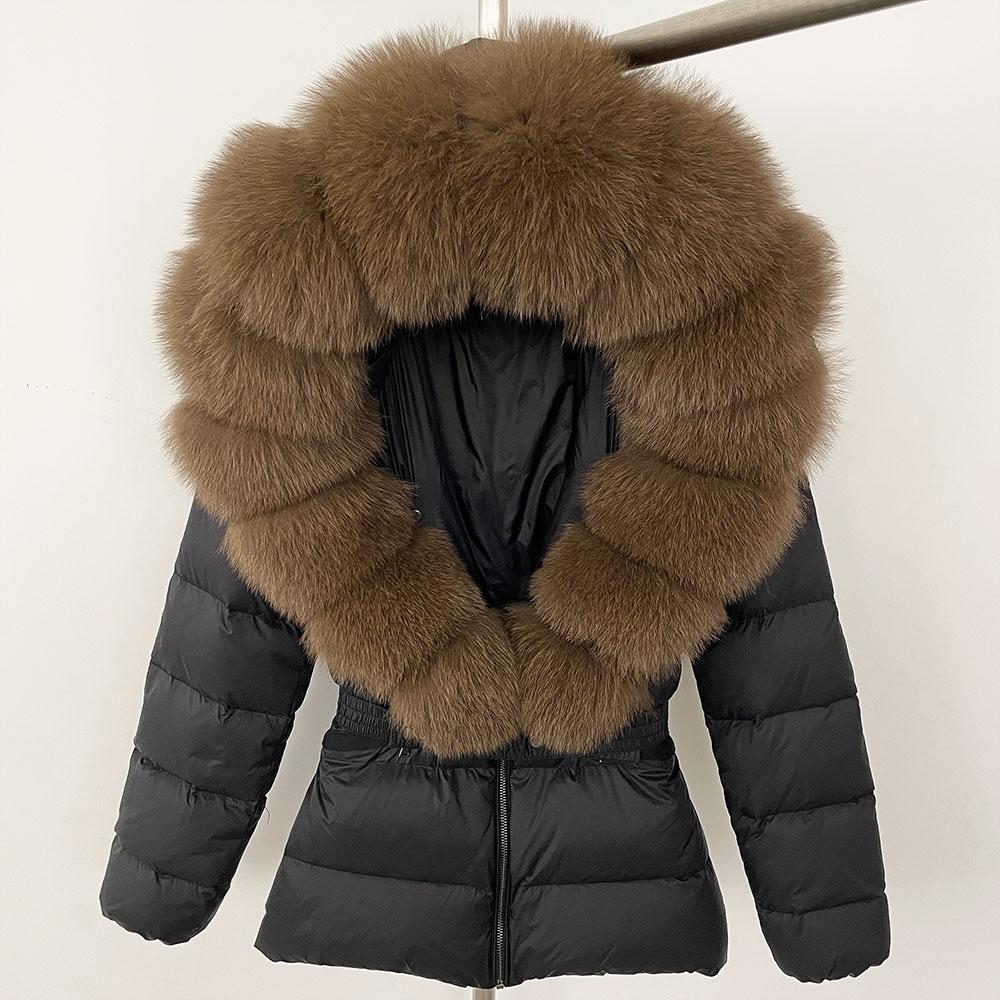 OFTBUY Winter Jacket Women's Real Raccoon Fox Fur White Duck Down Coat Thick Warm