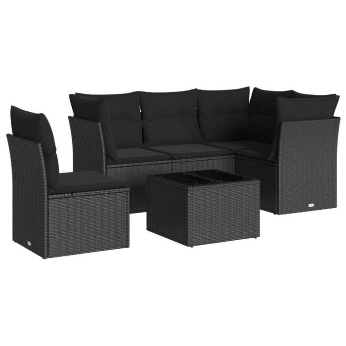 VidaXL Garden Lounge Set 6 Pcs with Cushions Black Braided Resin 3249484