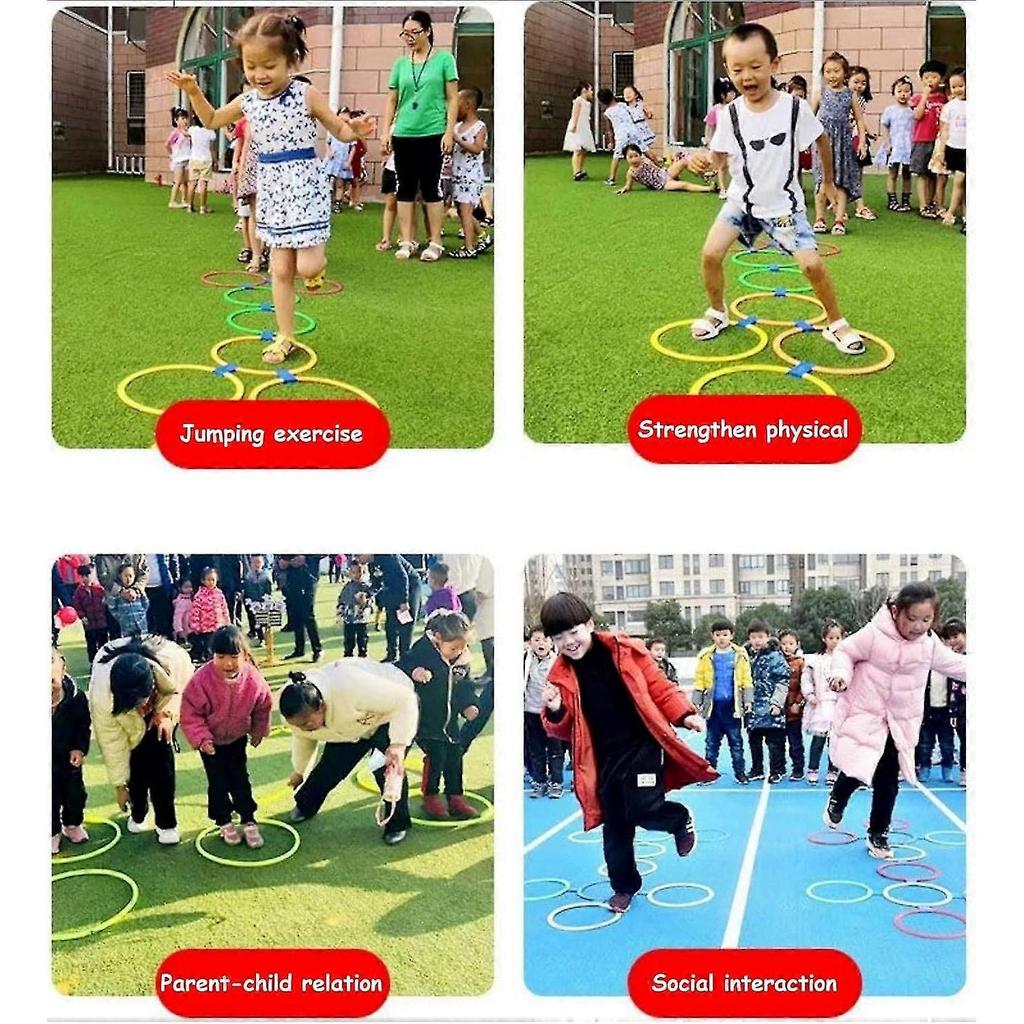 Hopscotch Ring Game with 10 Rings and 15 Connectors for Indoor Outdoor, Hopscotch Outdoor Game, Fun Playground Toy