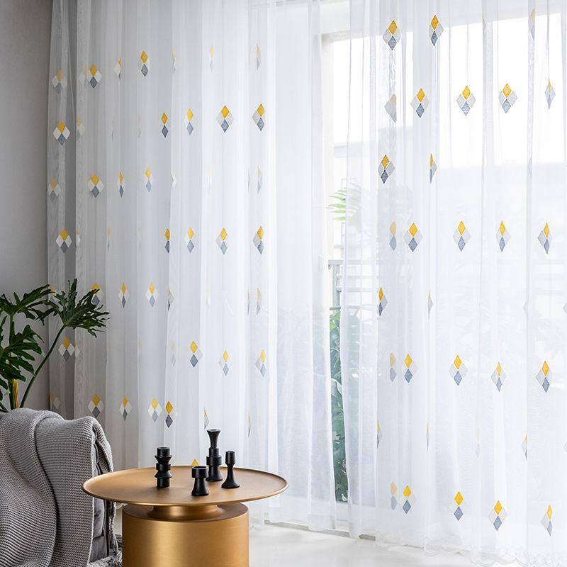 Modern Sheer White Curtains Lightweight Voile Fabric for Bay Window Balcony Translucent Net Scarf Partition Ready Made