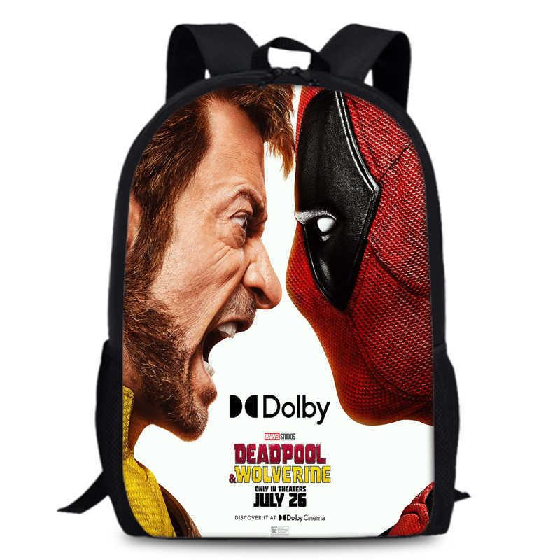 Deadpool And Wolverine Backpack Durable Oxford Fabric 15-inch Student Bag
