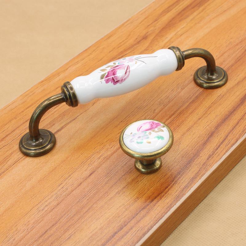 Evropská moderní zelená bronzová keramická úchytka pro zásuvku skříňky nebo šatníku