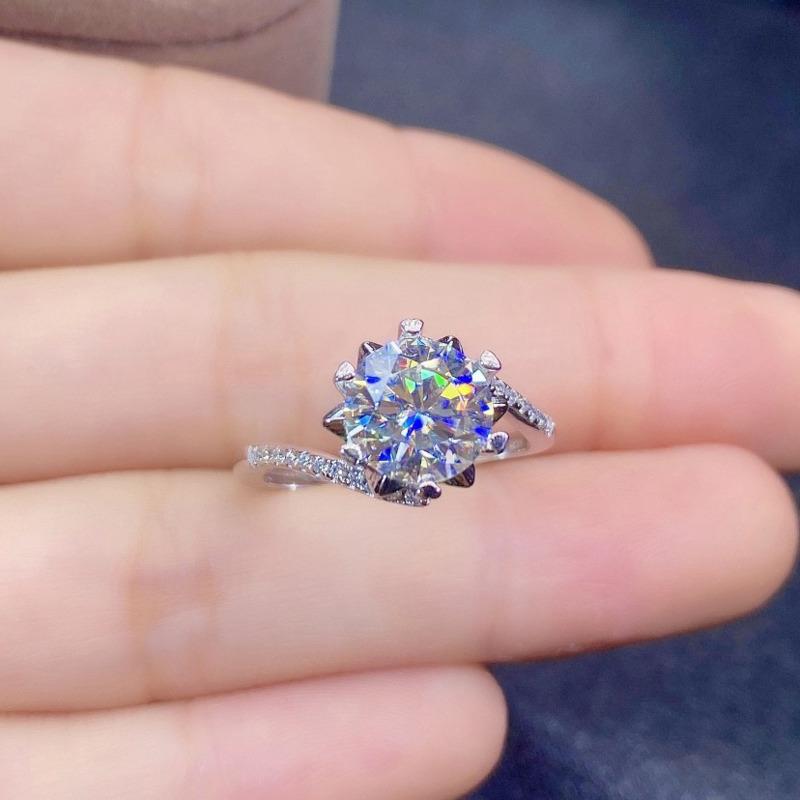 BELLA BOX 2 Karat Runde Weiße Form Personalisierte Zarte Ringe Für Frauen Zirkon Engagement Party Edlen Schmuck Geschenk