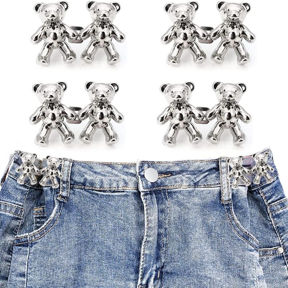 8pcs Fashion Bear Detachable Tighten Waist Button Pin Adjustable Waist Buckle Extender Pin for Skirt Pant