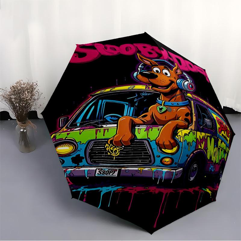 1PC ScoobyDoo Automatic Open/Close, 8-Rib Durable Frame Compact Travel Umbrella for Men & Women S1222010