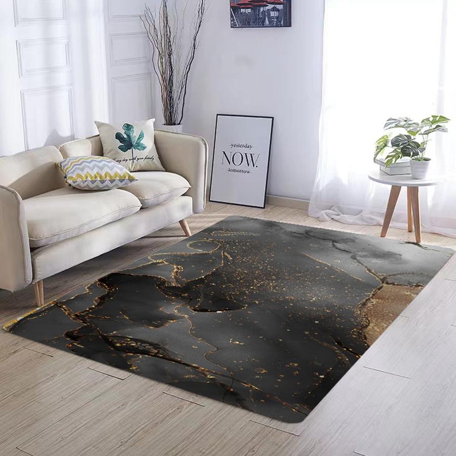 Luxury Grey and Gold  Marble Print Kitchen Mat Soft Thickened Kitchen Floor Mat Waterproof Non-slip Oil-proof Floor Mat Runner Rug