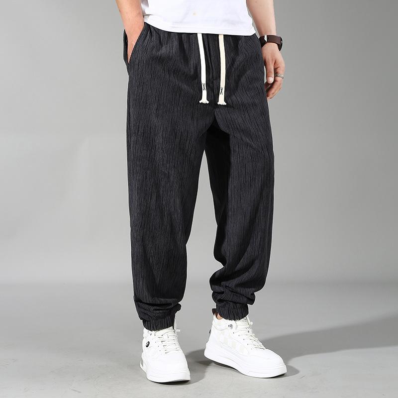 Men's Summer Fat Pants Large Size 12XL Ice Silk Men's Pants  Loose Straight Casual Pants Plus Fat To Increase Thin Feet
