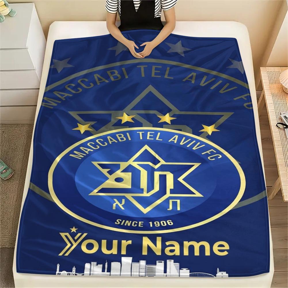 1 Stück Maccabi Fanartikel Benutzerdefinierter Name Gemustert Flanelldecke Geeignet Für Alle Jahreszeiten Für Heimdekoration Wärme Und Komfort Geschenke Feiertagsgeschenk