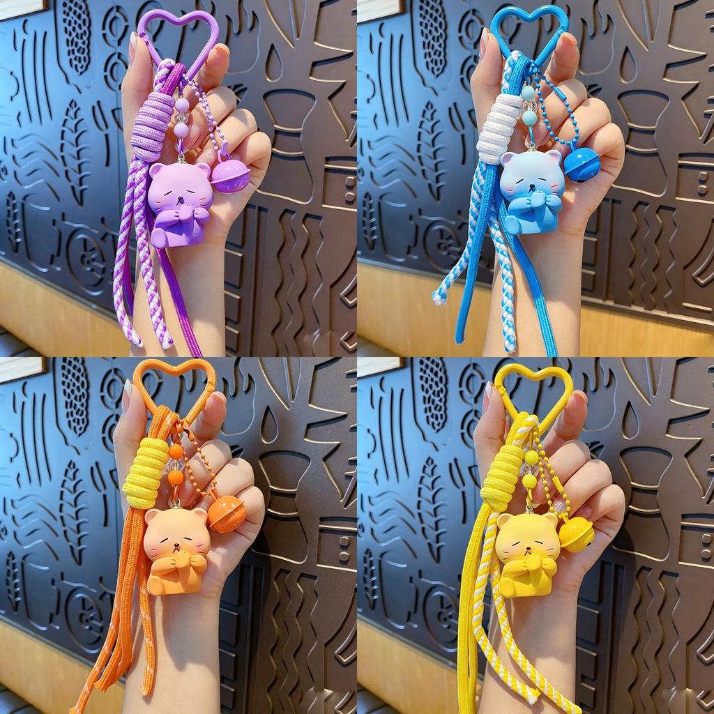 Keychain With Resin Cat Pendant For Mobile Phone And Bag Accessory