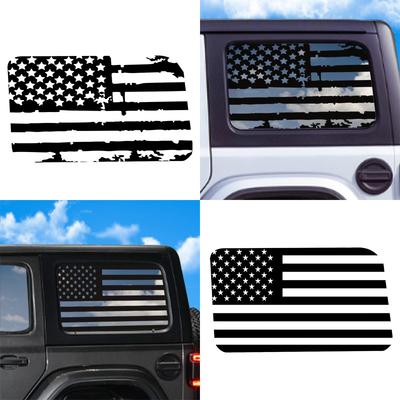 Car Rear Window US Flag Decorative Decal Cover Sticker Jeep Wrangler 2021, 2022, 2024 Style 4 Door Edition External Accessories