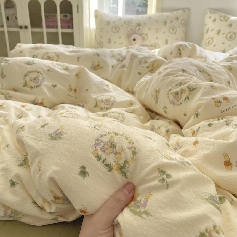 A-Typ Doppelgarn Vierteiliges Heimtextil Bettwäscheset Cartoon Bettlaken Bettbezug Studentenwohnheim Dreiteiliges Bettwäscheset