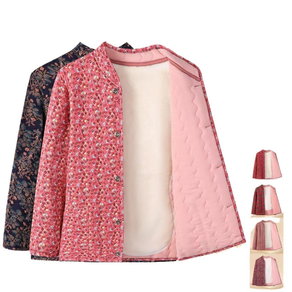 Veste en coton velours d'hiver pour femmes d'âge moyen et âgées - Manteau de grand-mère chaud et ajustement élastique