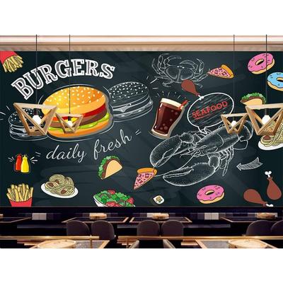 Wall Murals Hamburger Western Restaurants Wall Mural Fast Food Restaurant Snack Store Large Photo Wallpaper