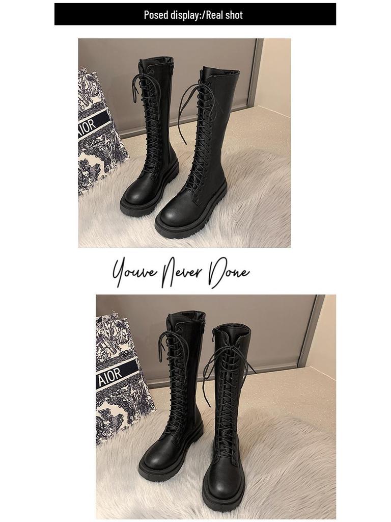 Autumn 2023 New Style Women's Knight Boots In Large Sizes, Thick Bottom, Strap High Boots - Available In Sizes 35-43
