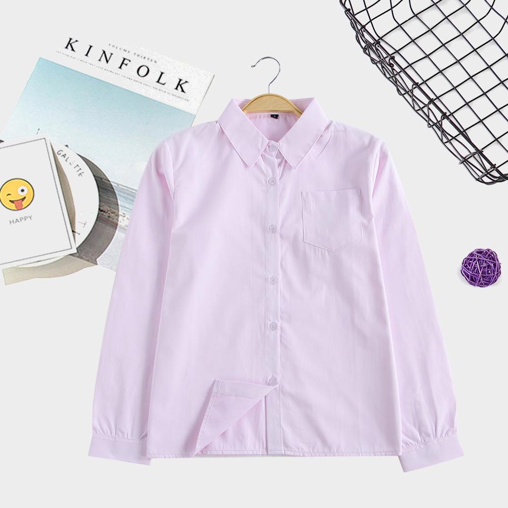 Japanisches JK-Schuluniform-Langarmhemd, weiß, mit spitzem und eckigem Kragen, blickdicht