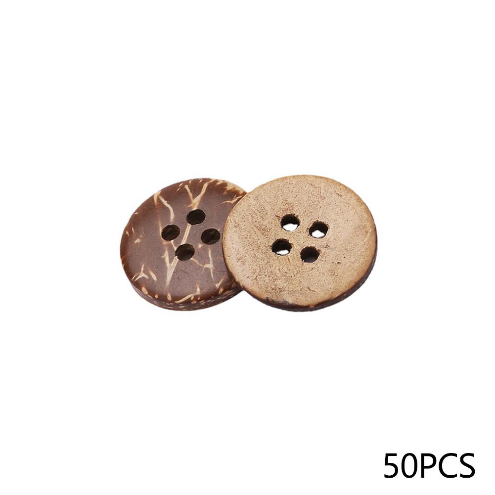 

50Pcs Natural Coconut Shell Button Round 2-Holes Handmade Buttons Clothing Decoration DIY Sewing Accessories