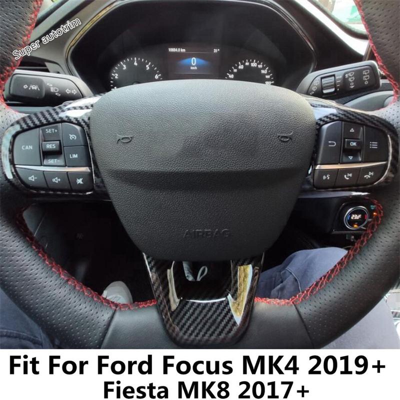 Steering Wheel Button Frame Cover Trim Fit For Ford Focus MK4 - 2025 / Fiesta MK8 2017 - 2025 Carbon Fiber Look Interior
