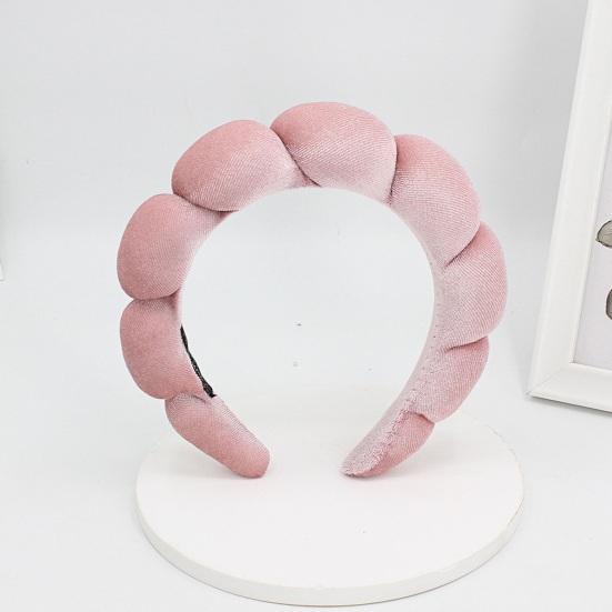 Women Headband Solid Color Elastic Puffy Sponge Lightweight Anti-slip Hair-fixed Regular Fit Bath Washing Face Hair Hoop Hair Accessories