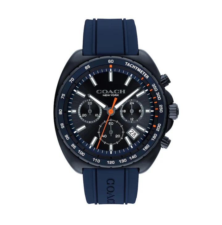 Мужские часы COACH Charter с силиконовым ремешком и хронографом 146027069 синий