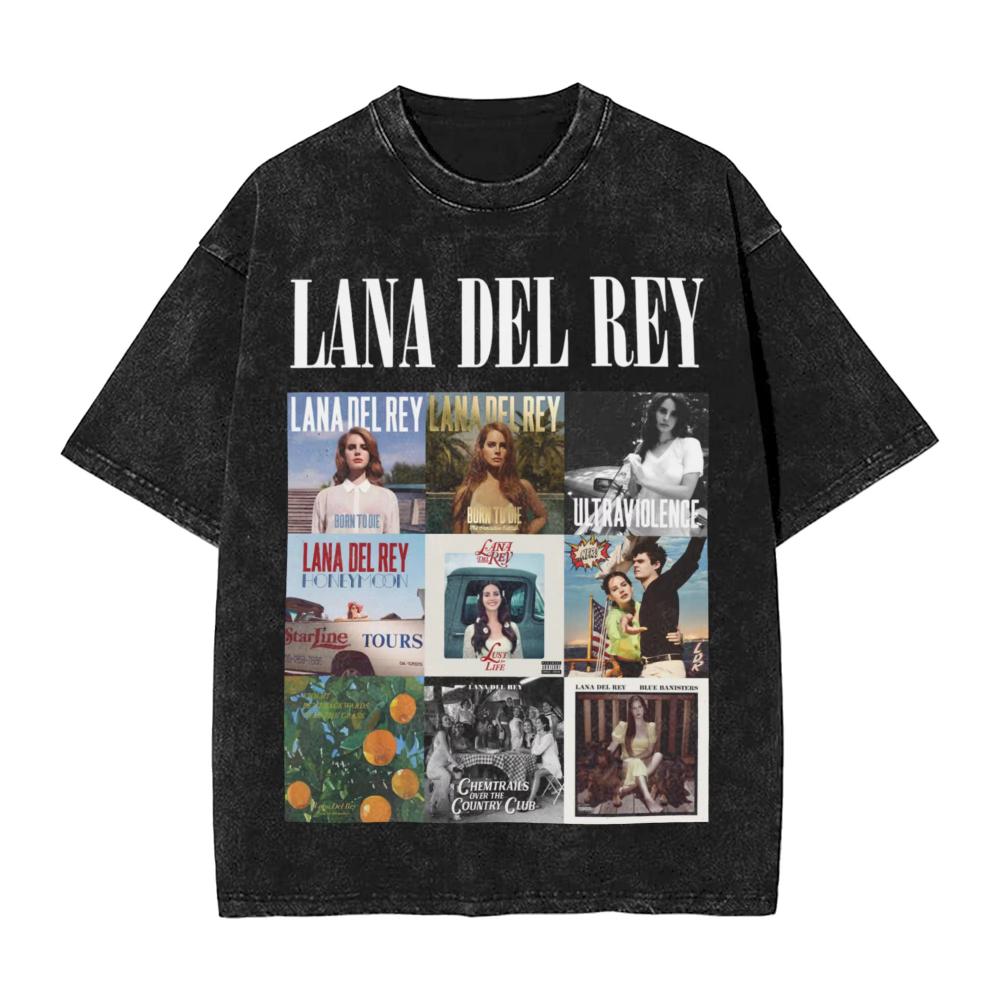 Lana Del Rey CANTANTE Maglietta Stampata Lavata Streetwear Hip Hop T-shirt Casual per Uomo Donna Cotone Streetwear