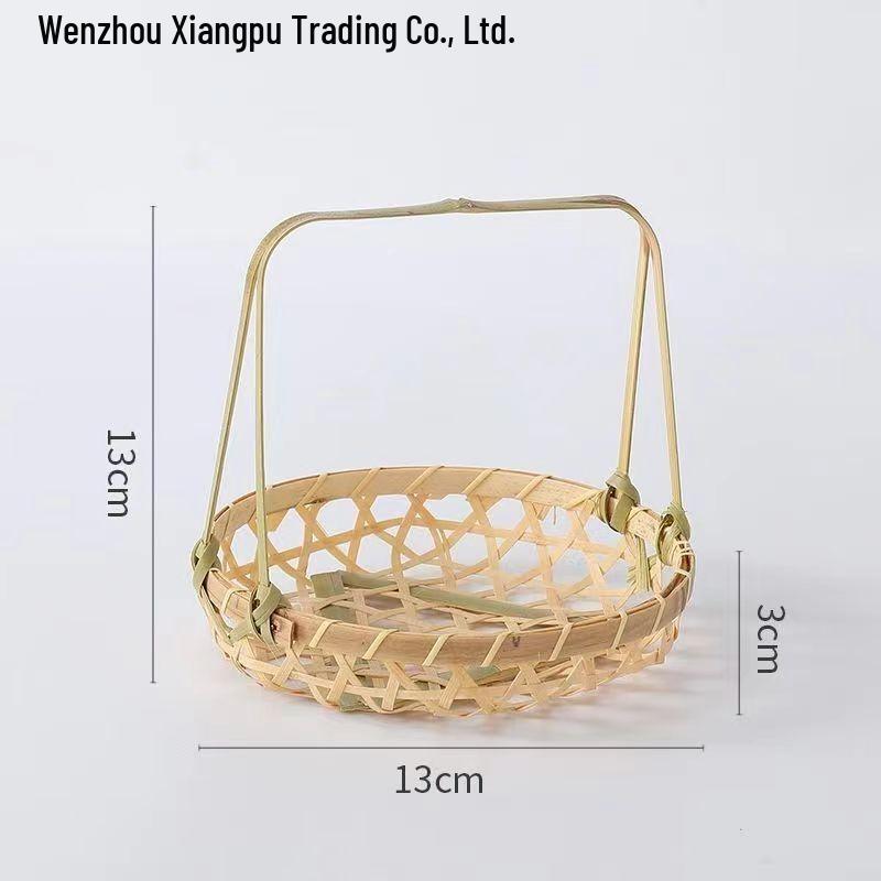 

Bamboo Woven Handle Basket: Tea, Pastry, and Fruit Tray for Weddings