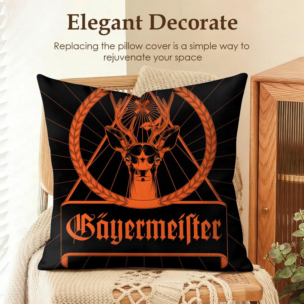 Fashion JJaegermeisterS Cushion Cover Natural Linen Organic Fabric DoubleSided Printing Sofa Home Decor Gift Pillow Case