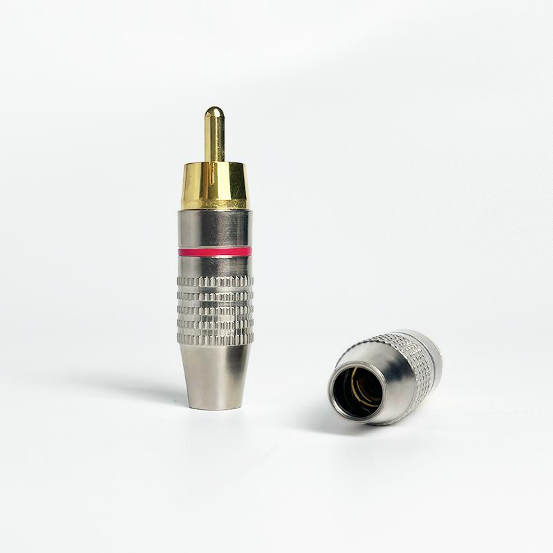 Solderless Gold RCA Plugs - Metal AV Connectors for Amplifier, Speaker, Audio Video - DIY Easy Install