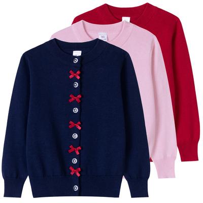 Automne Nouveau Coton Arc Coréen Cardigan Filles Tricoté Cardigan Manches Longues Petits Enfants Pull Veste