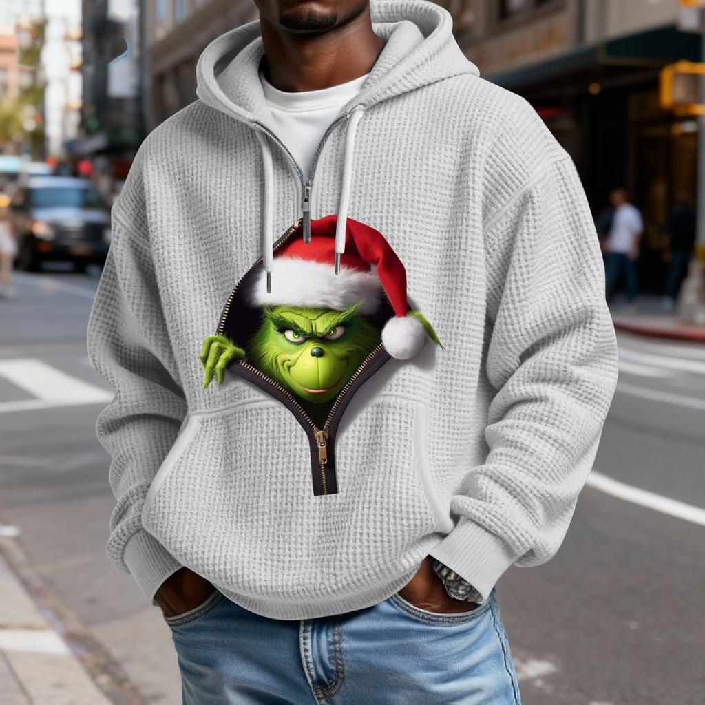 Mokaloha Men's Casual Solid Color  Zipper Long Sleeve Hooded Sweatshirt, Everyday Zipper Casual Long Sleeve T-Shirt