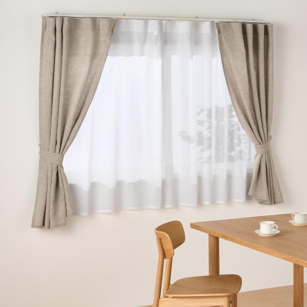 MUJI Cotton Voile Width 100 X Length 12085263 Non-Pleated Curtains, Off-White, 103cm,