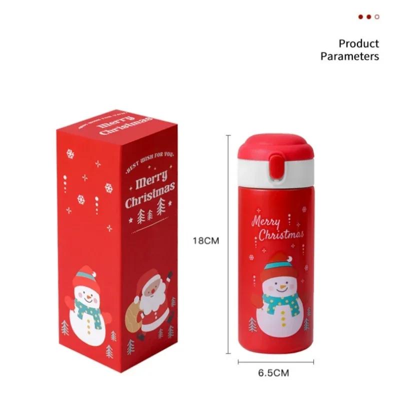 350ml Christmas Stainless Steel Insulation Cup Santa Claus Elk Red Holiday Bouncing Cup Student Cartoon Water Bottle Xmas Gift