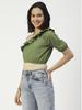 Moomaya Women  S Printed Crop Top, One Shoulder Cotton Casual Summer Top